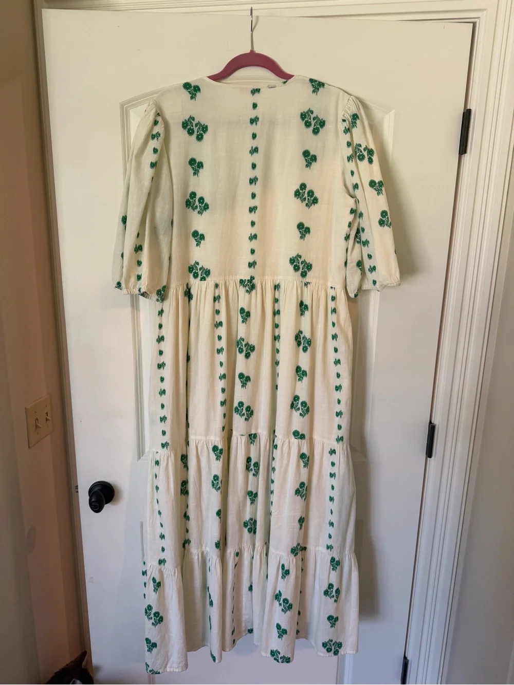 Oliphant Cream Maxi Dress with Green Floral Print - Picture 6 of 7